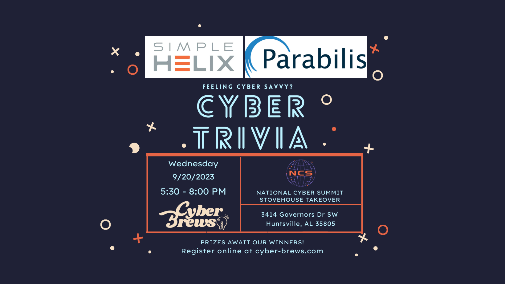 NCS Cyber Trivia Sponsored by Simple Helix & Parabilis, Sep 20th in Huntsville, AL