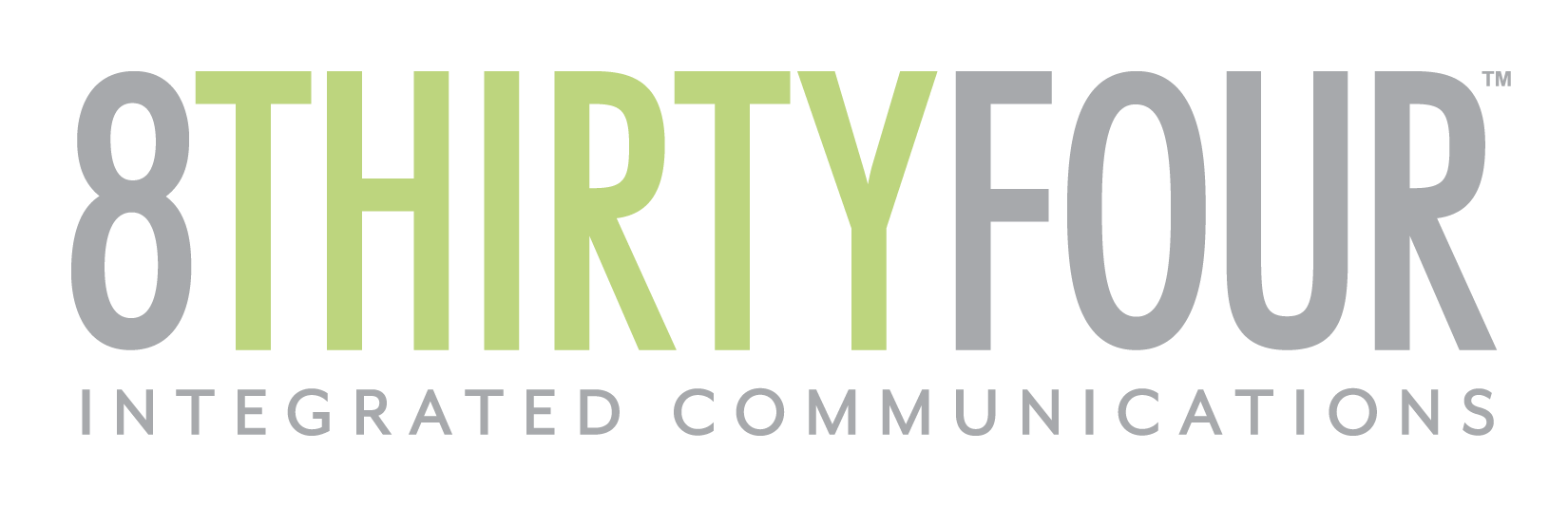 logo for 8THIRTYFOUR in grey and green